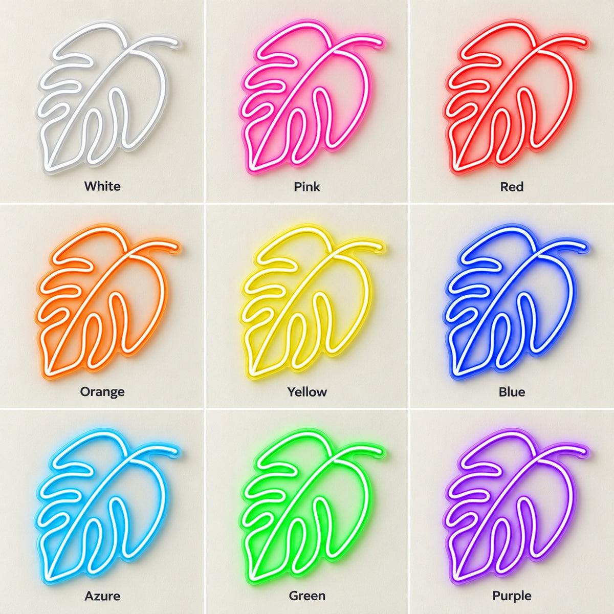 Monstera Leaf LED Neon Sign - nine-color grid