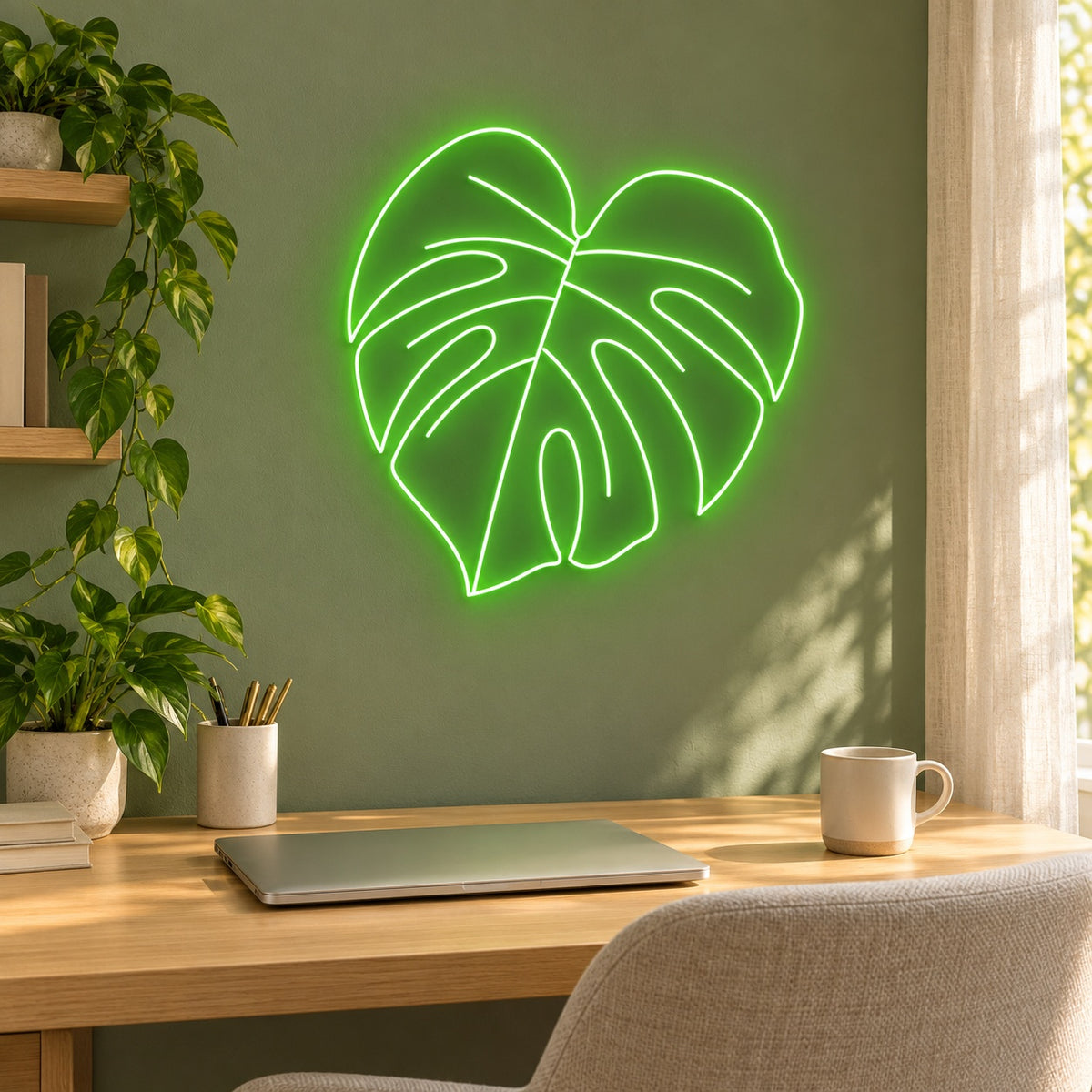Monstera Leaf LED Neon Sign - lifestyle view