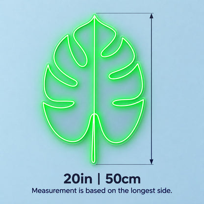 Monstera Leaf LED Neon Sign - size guide