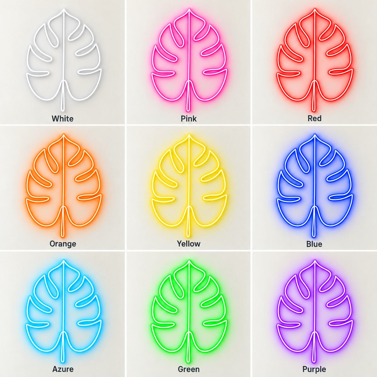 Monstera Leaf LED Neon Sign - nine-color grid