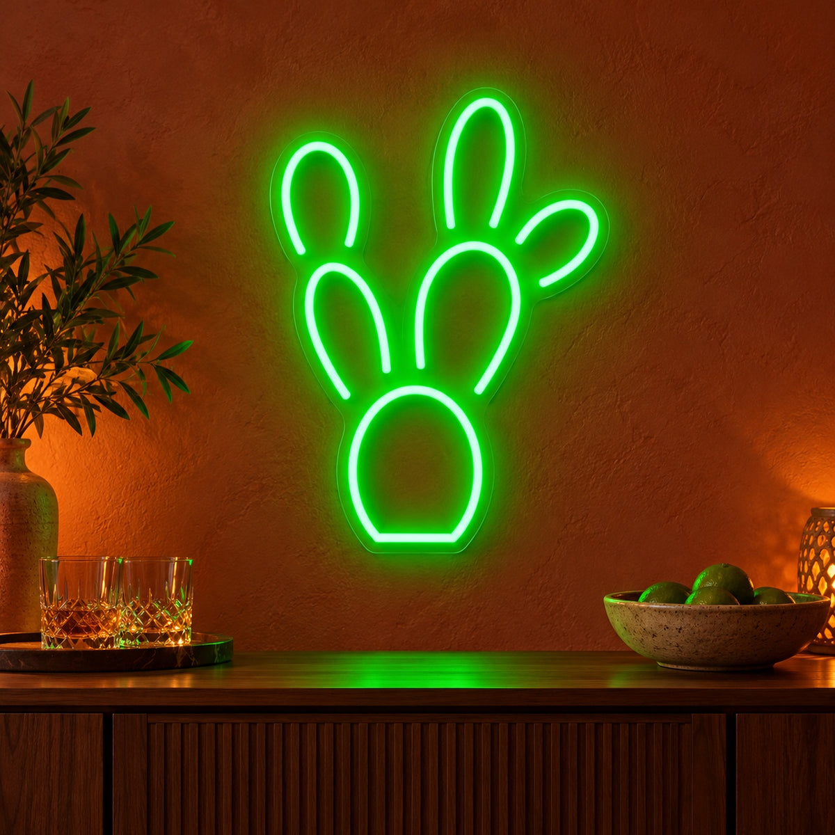 Prickly Pear Cactus LED Neon Sign - advertising view