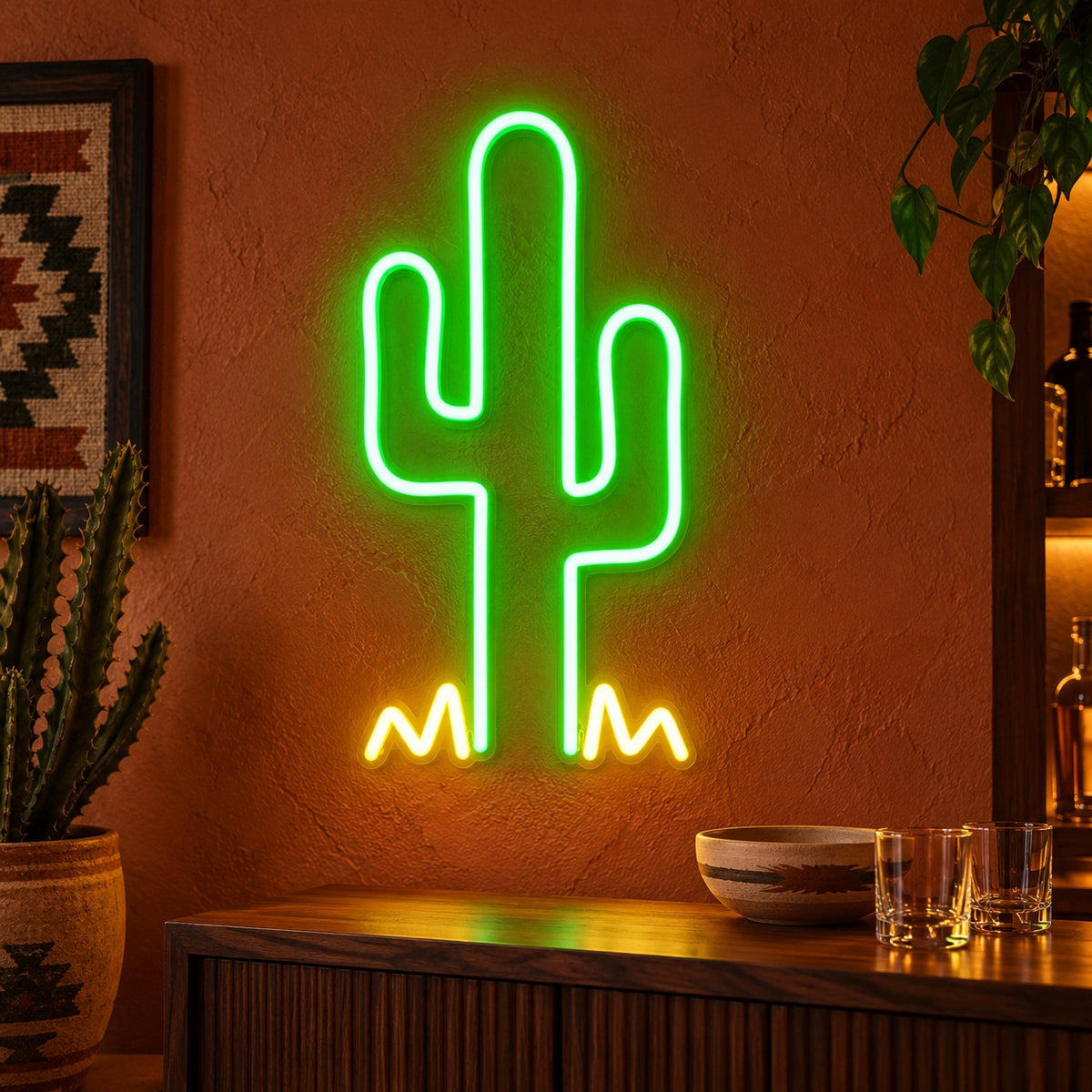 Saguaro Cactus LED Neon Sign - advertising view