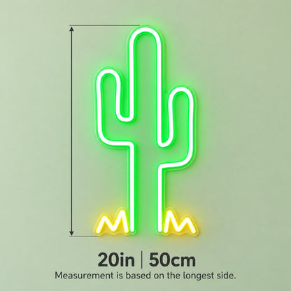 Saguaro Cactus LED Neon Sign - size guide