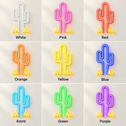 Saguaro Cactus LED Neon Sign - nine-color grid