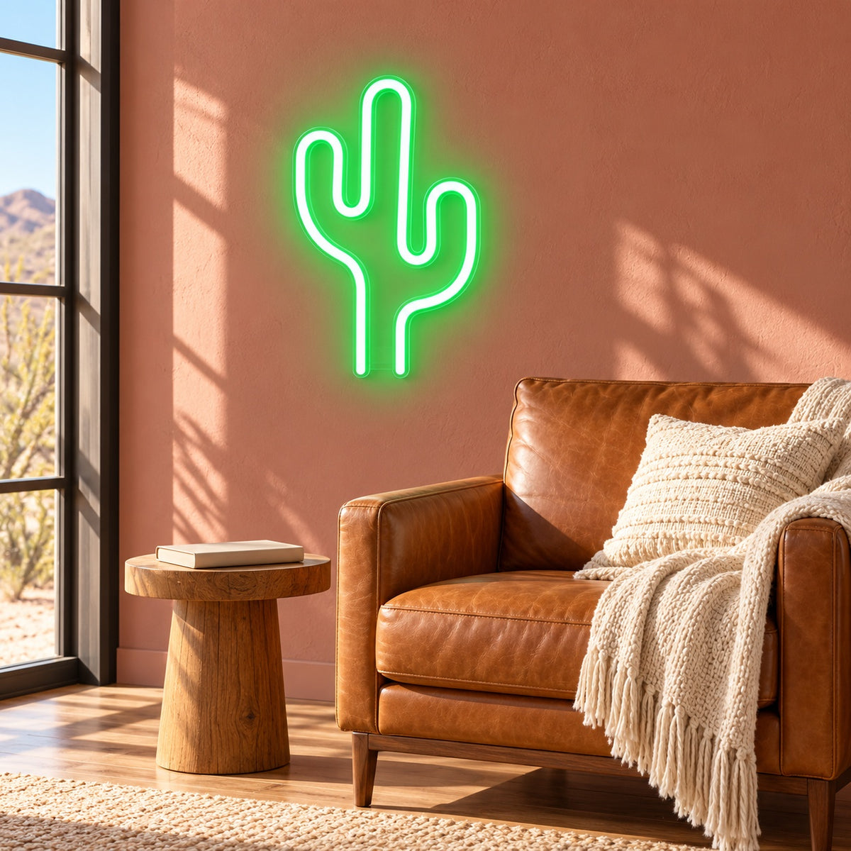 Saguaro Cactus LED Neon Sign - lifestyle view