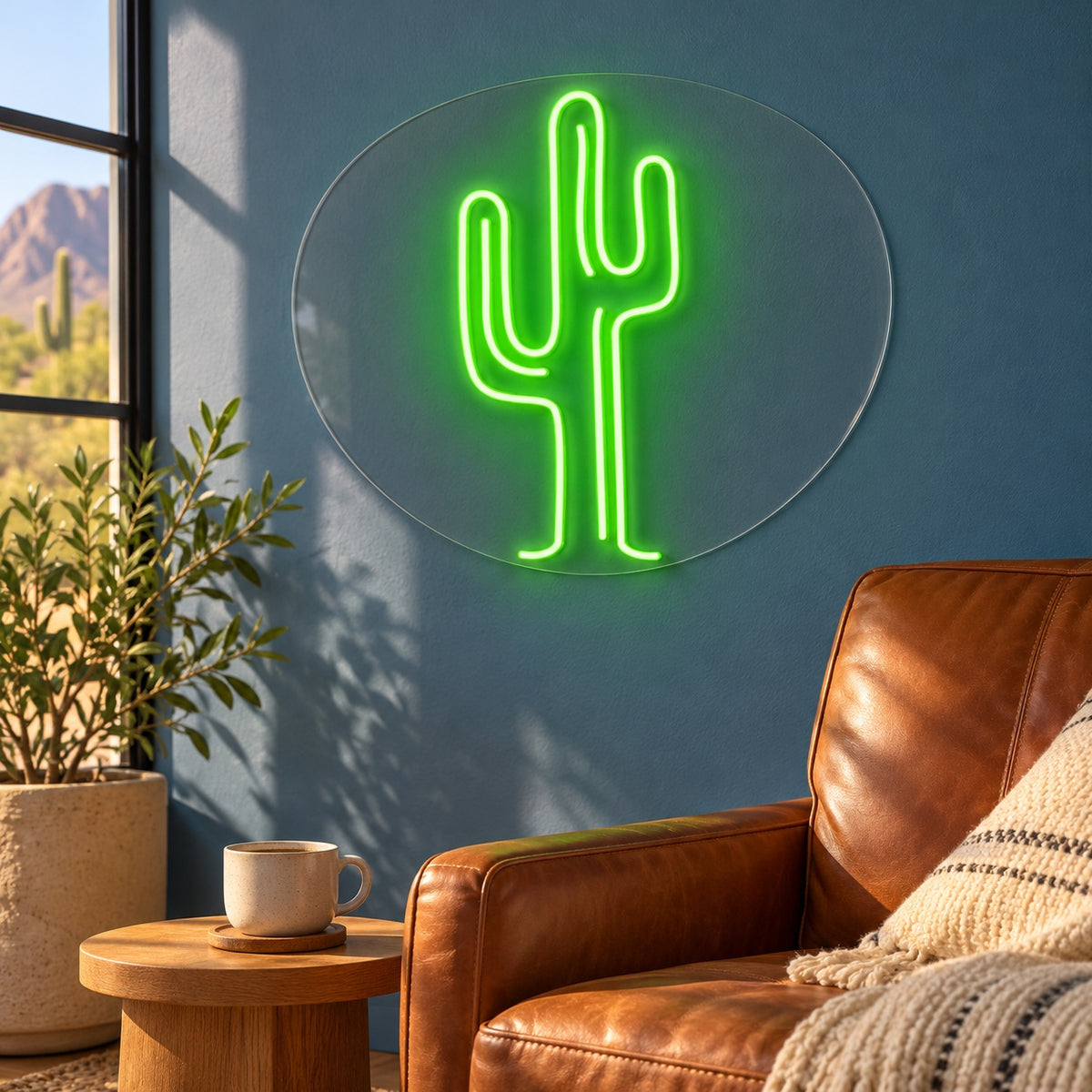 Saguaro Cactus LED Neon Sign - lifestyle view