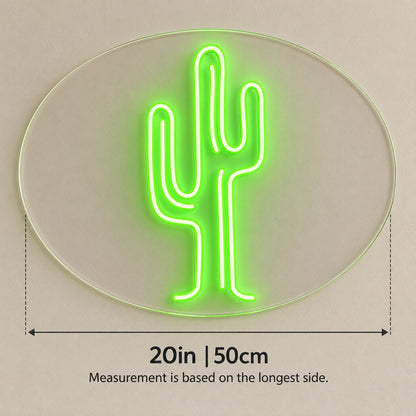 Saguaro Cactus LED Neon Sign - size guide