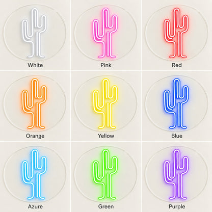 Saguaro Cactus LED Neon Sign - nine-color grid