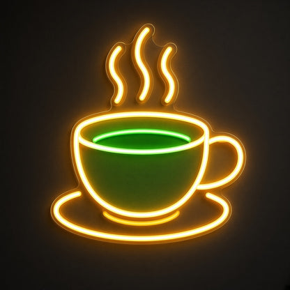 Tea Cup Steaming Matcha Cup for Tea Shop Cafe Wall LED Neon Sign - product hero