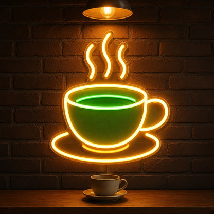 Tea Cup Steaming Matcha Cup for Tea Shop Cafe Wall LED Neon Sign - advertising view