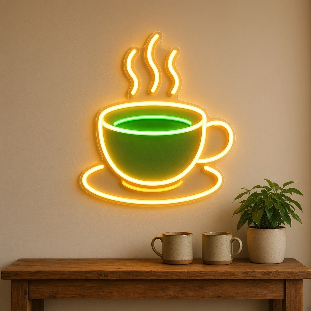 Tea Cup Steaming Matcha Cup for Tea Shop Cafe Wall LED Neon Sign - lifestyle view