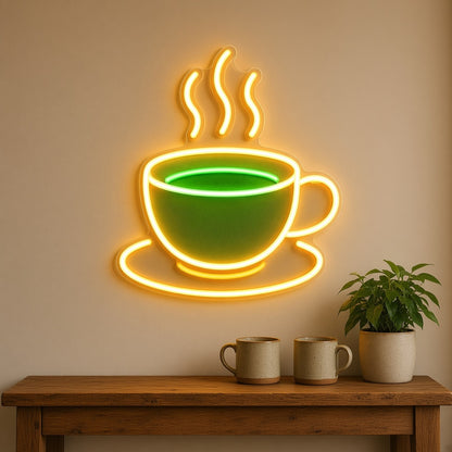 Tea Cup Steaming Matcha Cup for Tea Shop Cafe Wall LED Neon Sign - lifestyle view