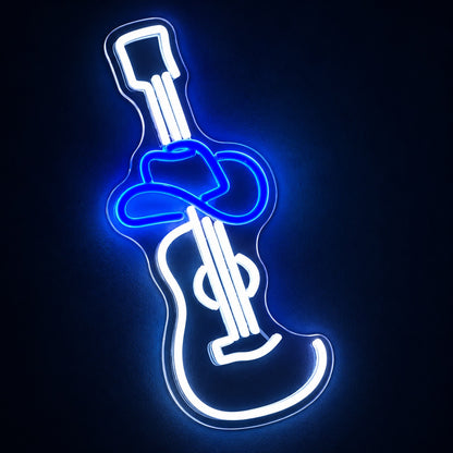 Guitar with Cowboy Hat LED Neon Sign - product hero