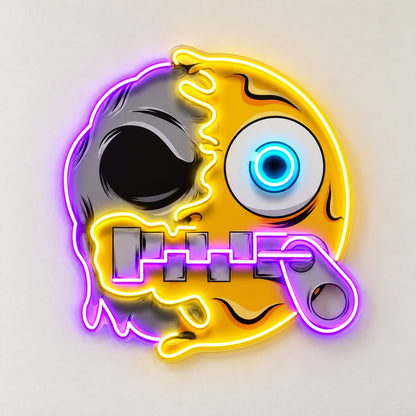 Half Skull Zipper Face LED Neon Sign - natural light view