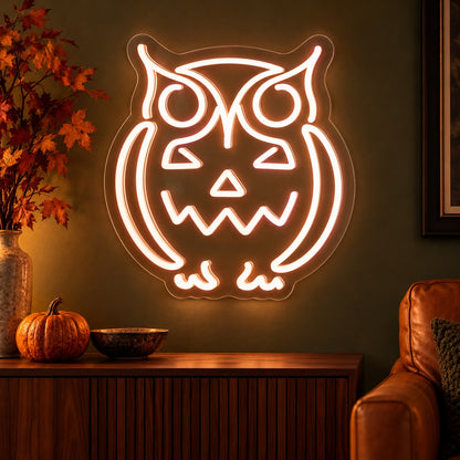 Halloween Owl Pumpkin LED Neon Sign - advertising view