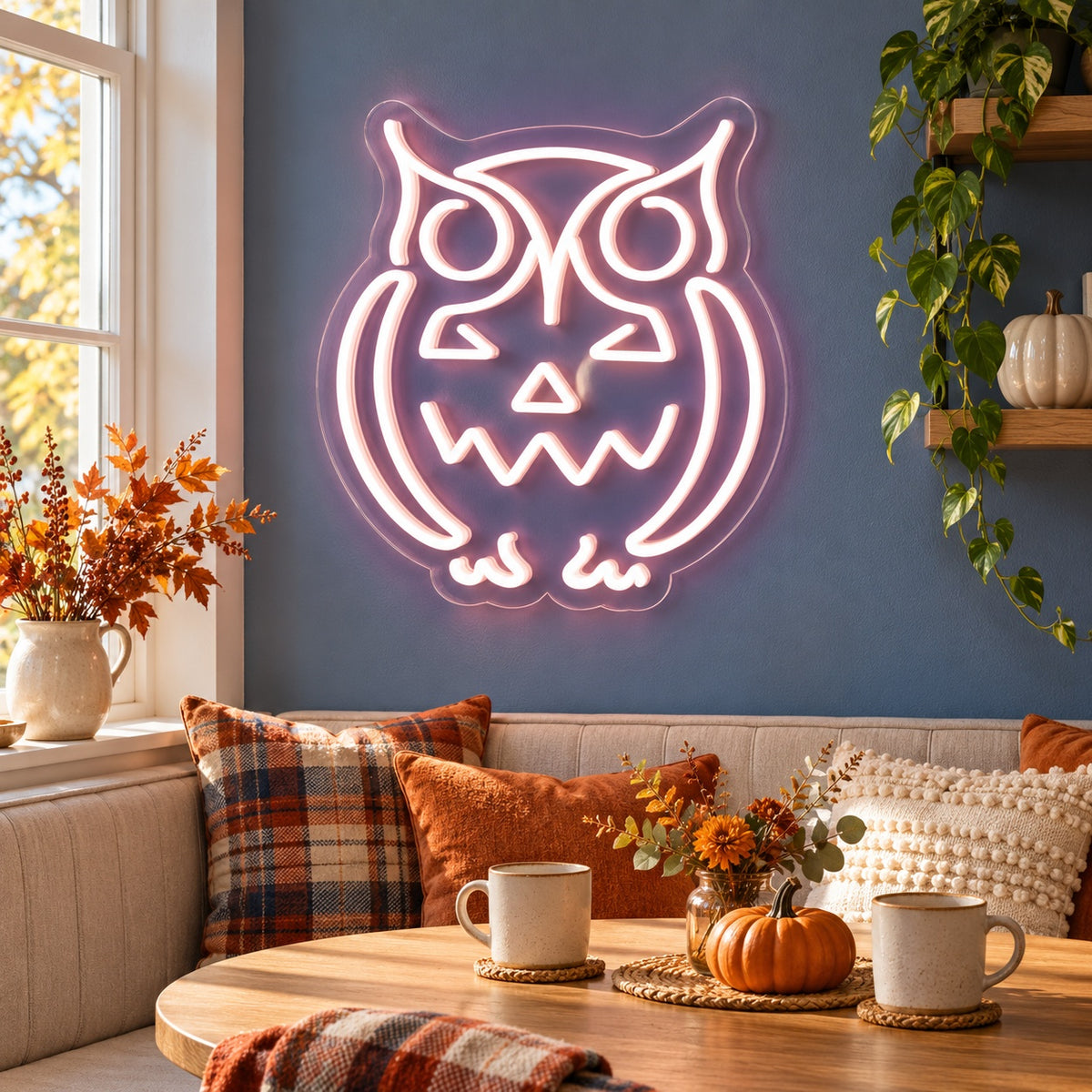 Halloween Owl Pumpkin LED Neon Sign - lifestyle view