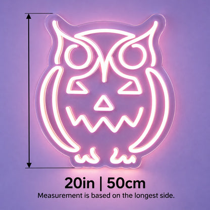 Halloween Owl Pumpkin LED Neon Sign - size guide