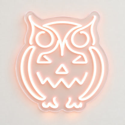 Halloween Owl Pumpkin LED Neon Sign - natural light view