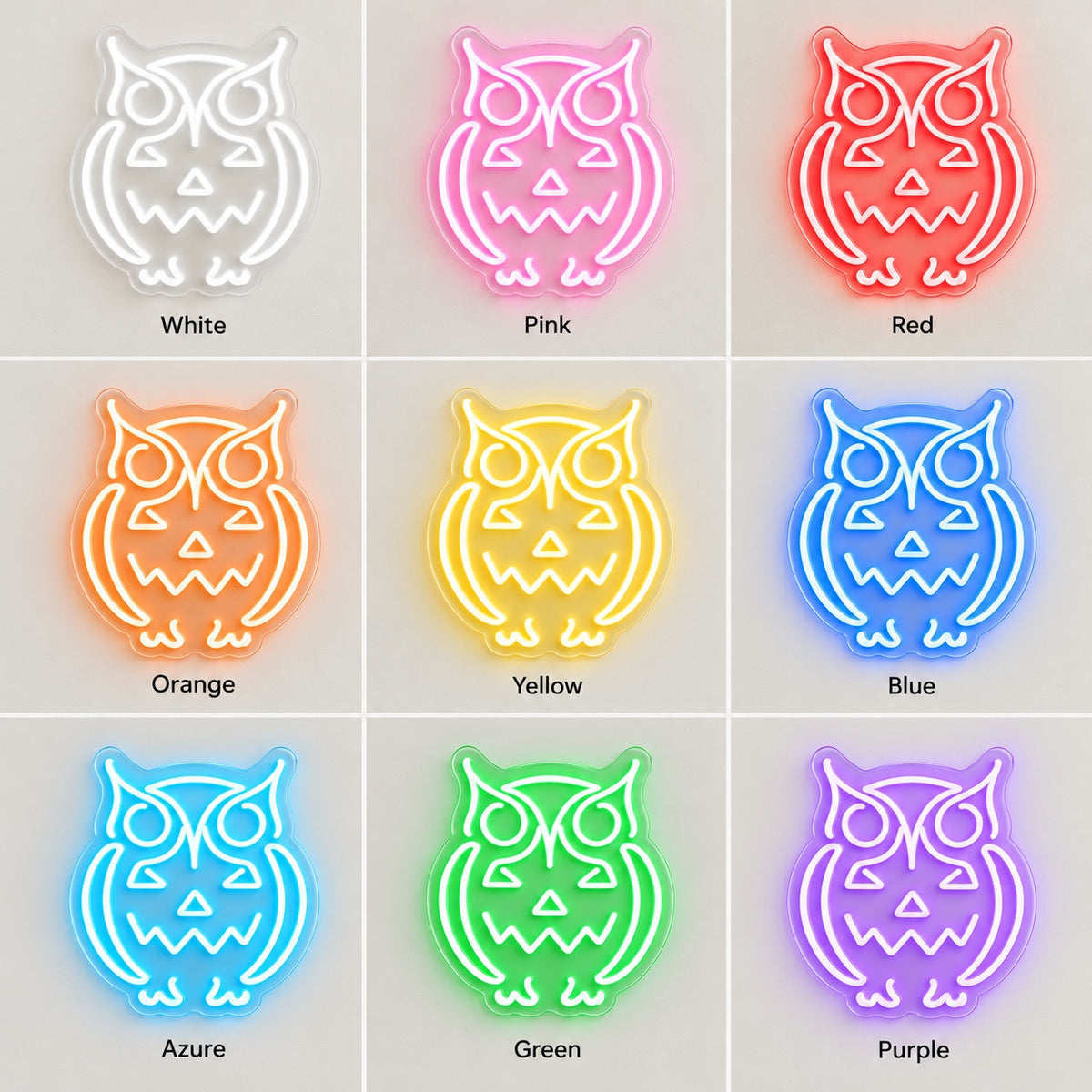 Halloween Owl Pumpkin LED Neon Sign - nine-color grid