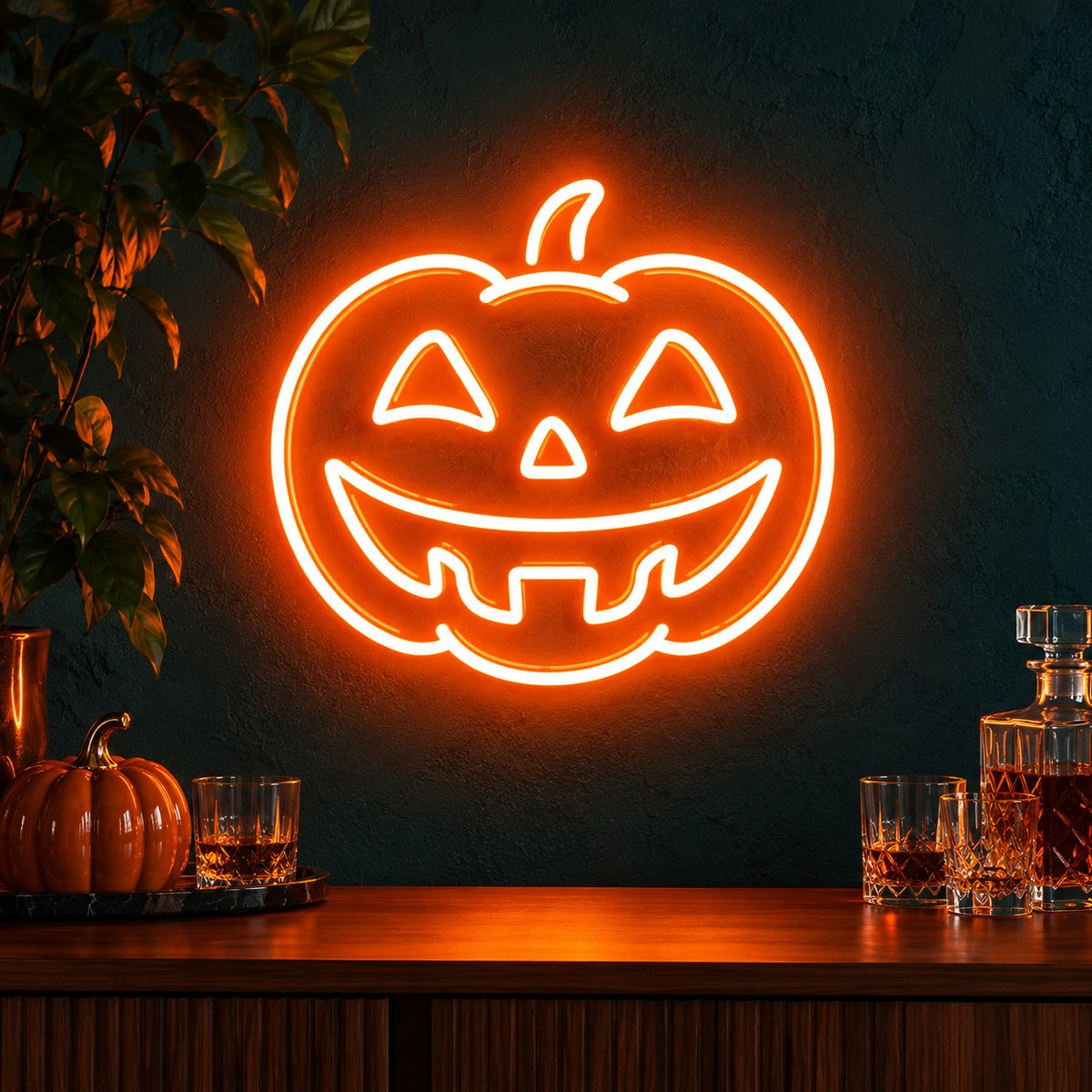 Halloween Pumpkin LED Neon Sign - advertising view