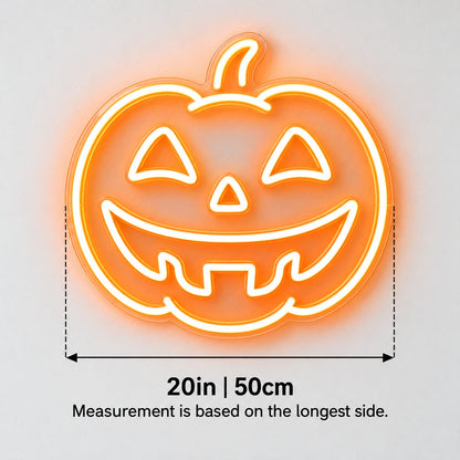 Halloween Pumpkin LED Neon Sign - size guide