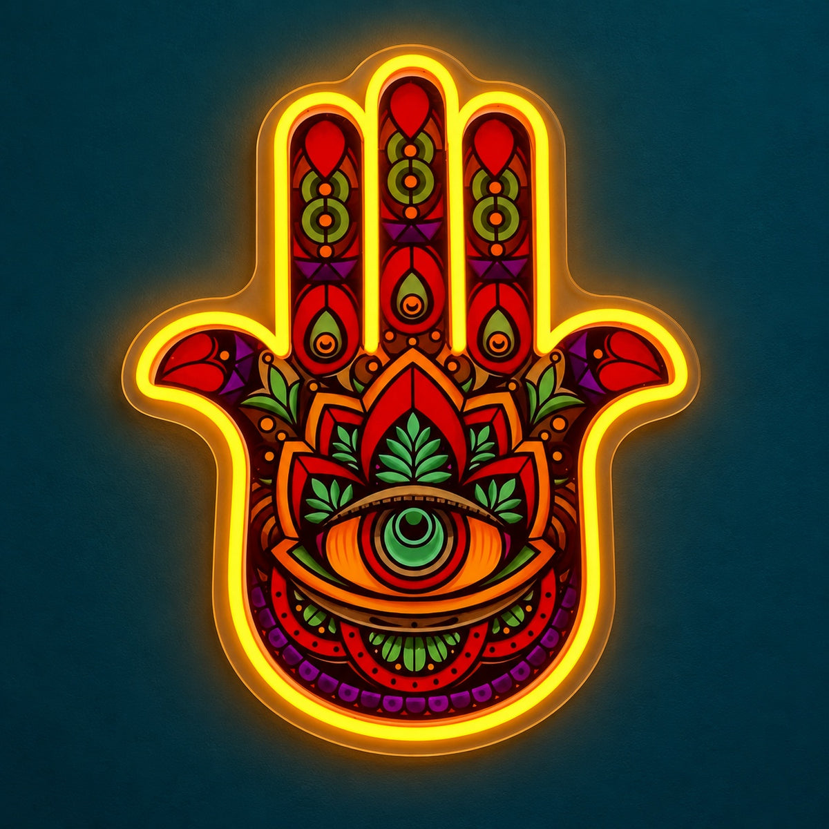 Hamsa Floral Eye LED Neon Sign - product hero