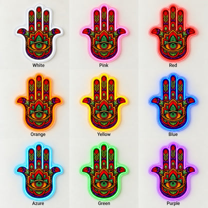 Hamsa Floral Eye LED Neon Sign - nine-color grid