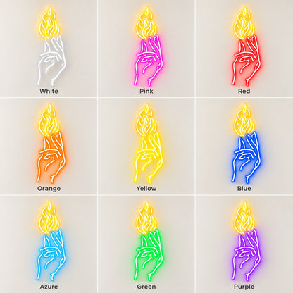 Hand Holding Flame LED Neon Sign - nine-color grid
