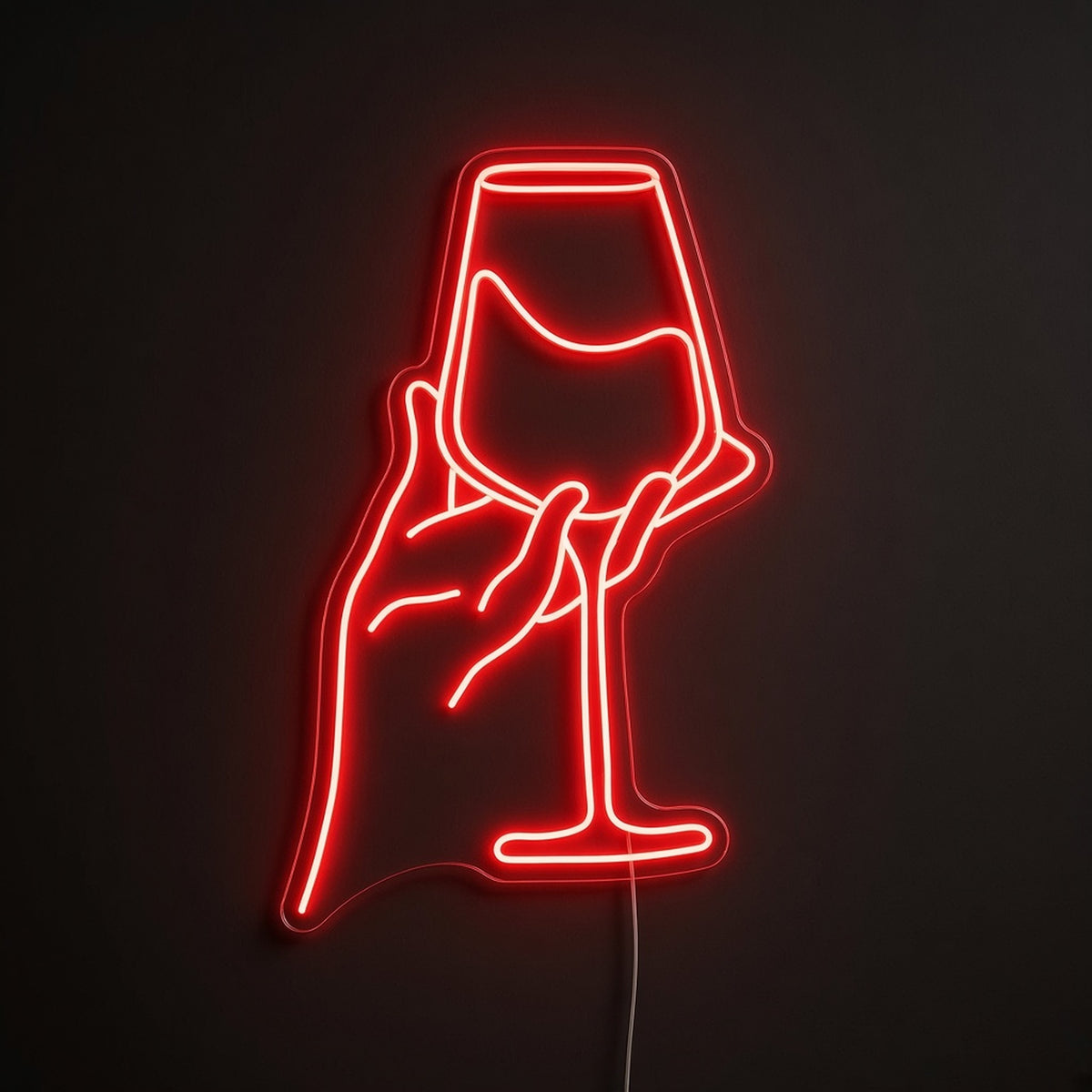 Hand Holding Wine Glass Line Art for Wine Bar Kitchen Decor LED Neon Sign - product hero
