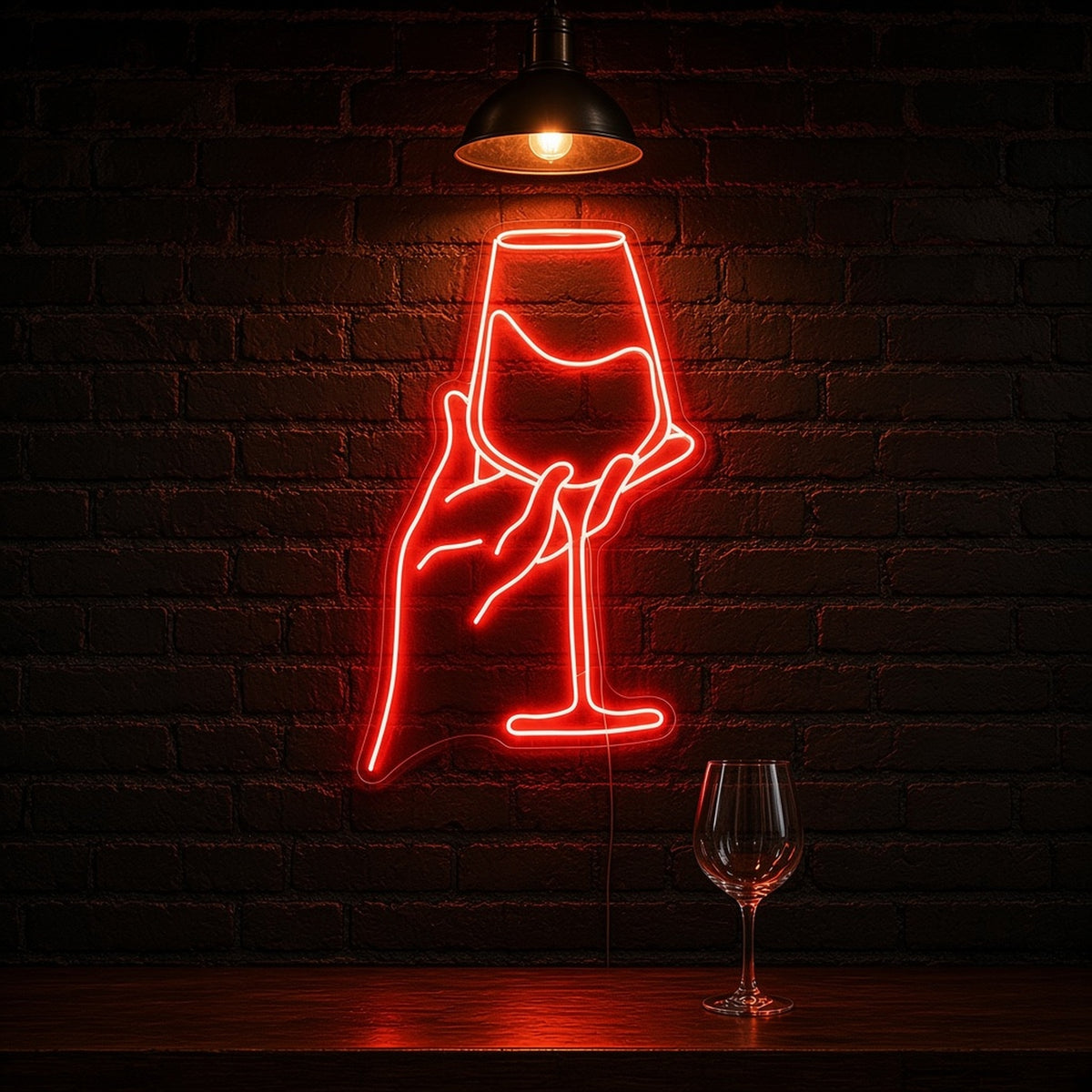 Hand Holding Wine Glass Line Art for Wine Bar Kitchen Decor LED Neon Sign - advertising view