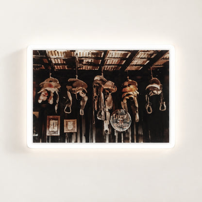 Hanging Western Saddles LED Neon Sign - natural light view