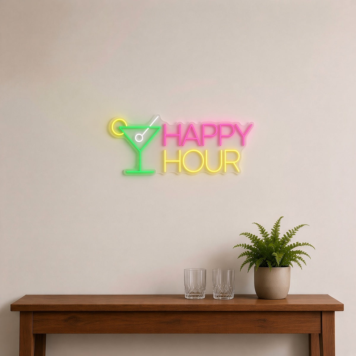 Happy Hour Martini Glass HAPPY HOUR Light for Home Bar LED Neon Sign - lifestyle view