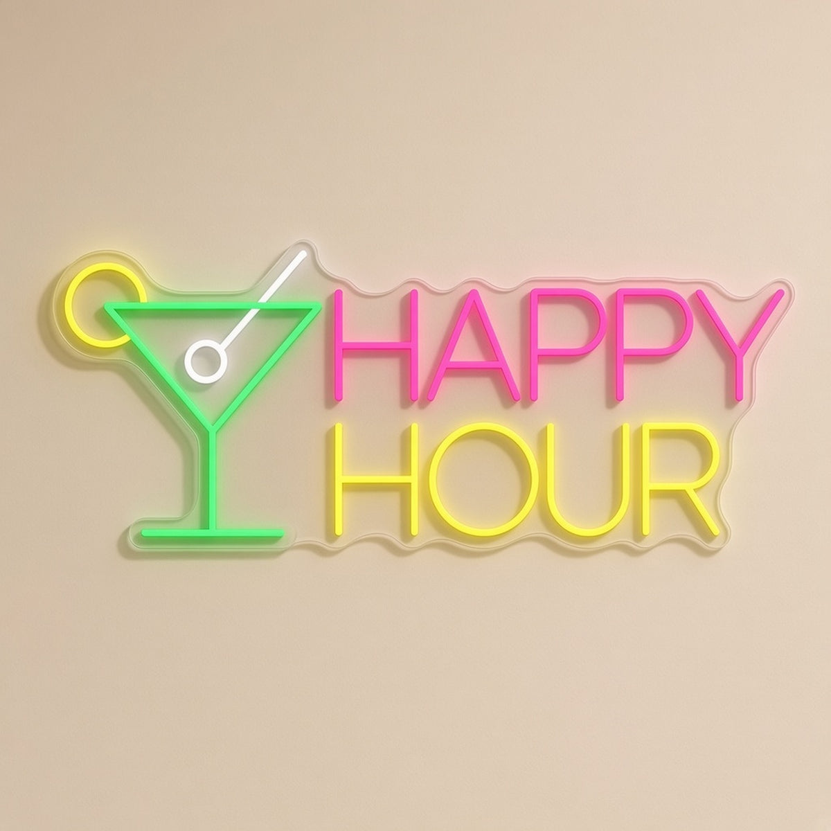 Happy Hour Martini Glass HAPPY HOUR Light for Home Bar LED Neon Sign - natural light view