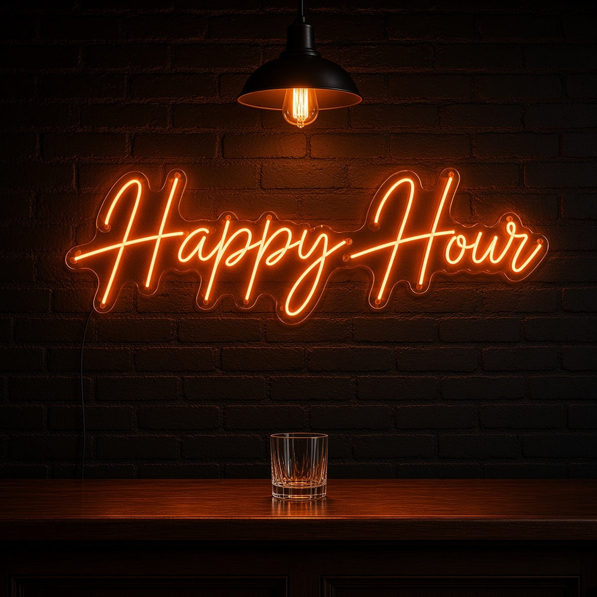 Happy Hour Light for Bar Pub Lounge Wall LED Neon Sign - advertising view