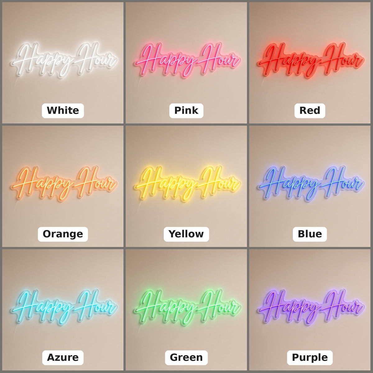 Happy Hour Light for Bar Pub Lounge Wall LED Neon Sign - nine-color grid