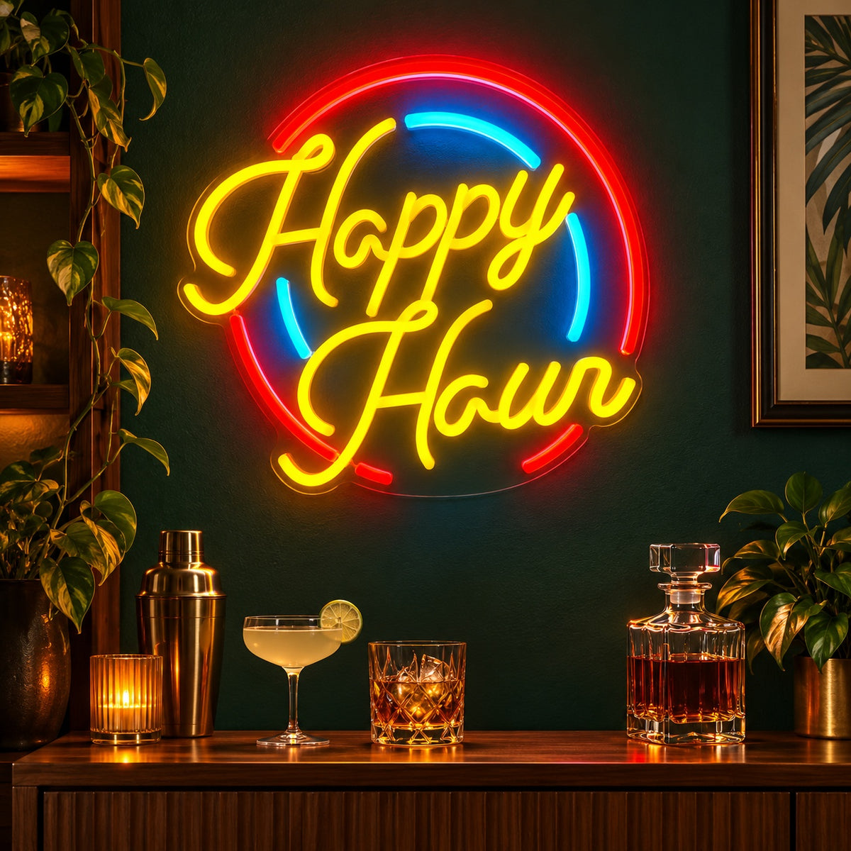 Happy Hour LED Neon Sign - advertising view