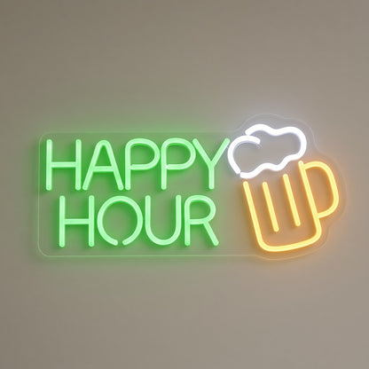 Happy Hour Beer Bar Decor LED Neon Sign - natural light view