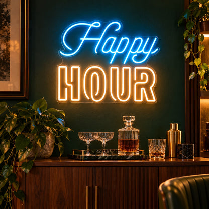 Happy Hour LED Neon Sign - advertising view