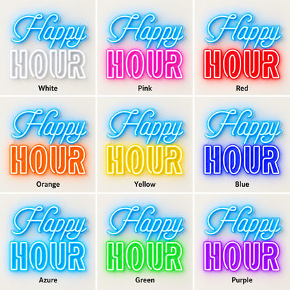 Happy Hour LED Neon Sign - nine-color grid