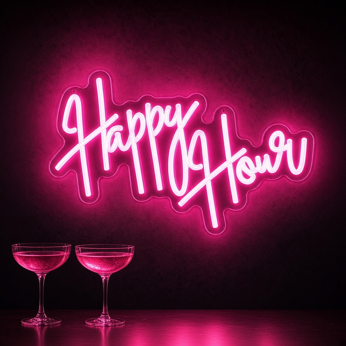 Happy Hour Hot with Dimmer for Home Bar Wall LED Neon Sign - advertising view