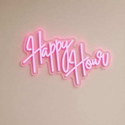 Happy Hour Brush for Bar Pub Man Cave Wall Decor LED Neon Sign - natural light view