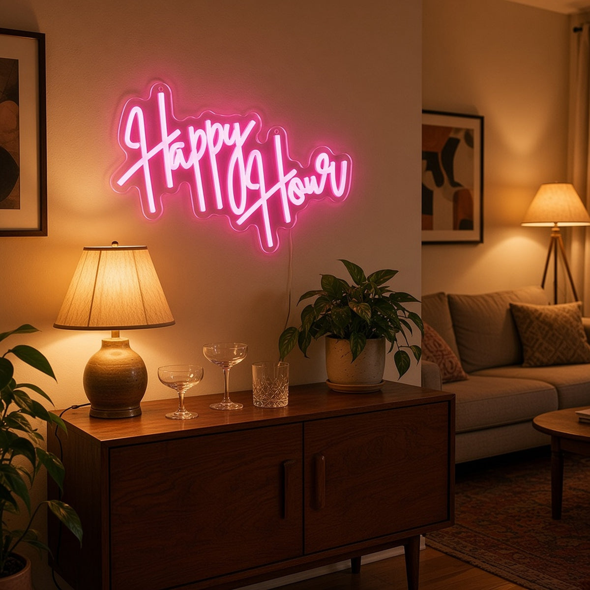 Happy Hour LED Neon Sign - lifestyle view