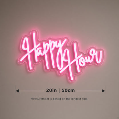 Happy Hour LED Neon Sign - size guide