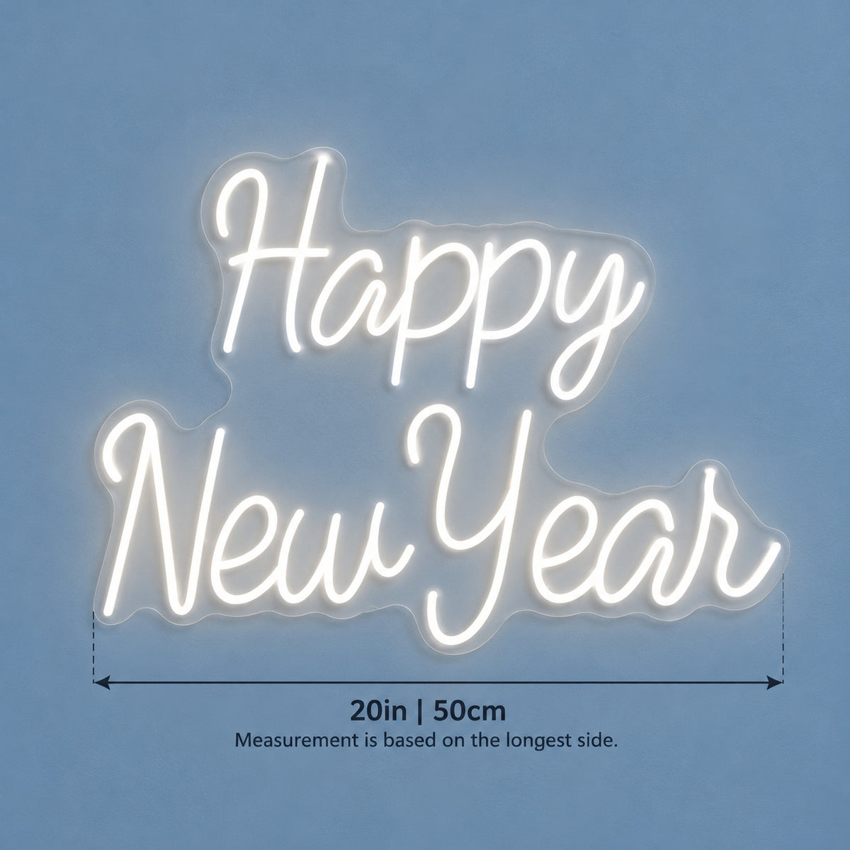 Happy New Year LED Neon Sign - size guide