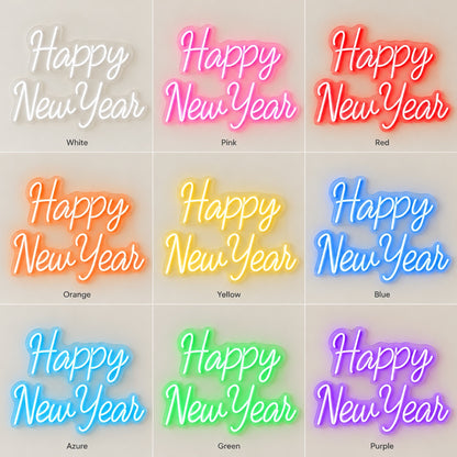 Happy New Year LED Neon Sign - nine-color grid