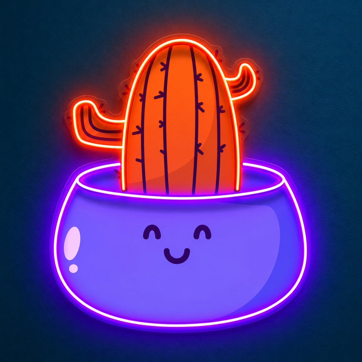 Happy Cactus Planter LED Neon Sign - product hero