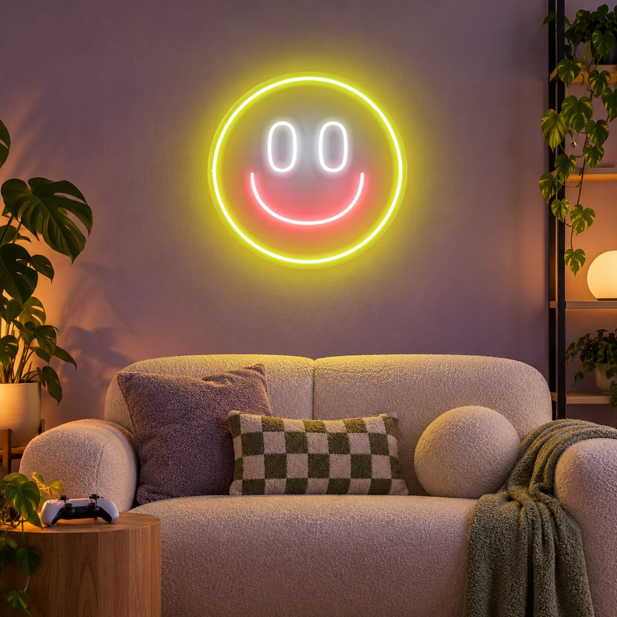 Happy Smiley Face LED Neon Sign - advertising view