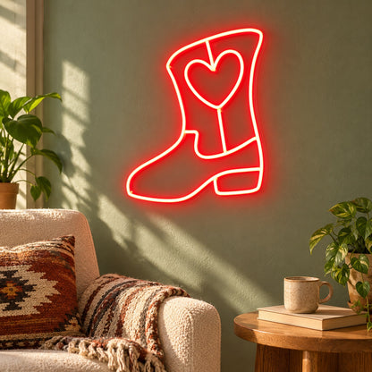 Heart Cowboy Boot LED Neon Sign - lifestyle view