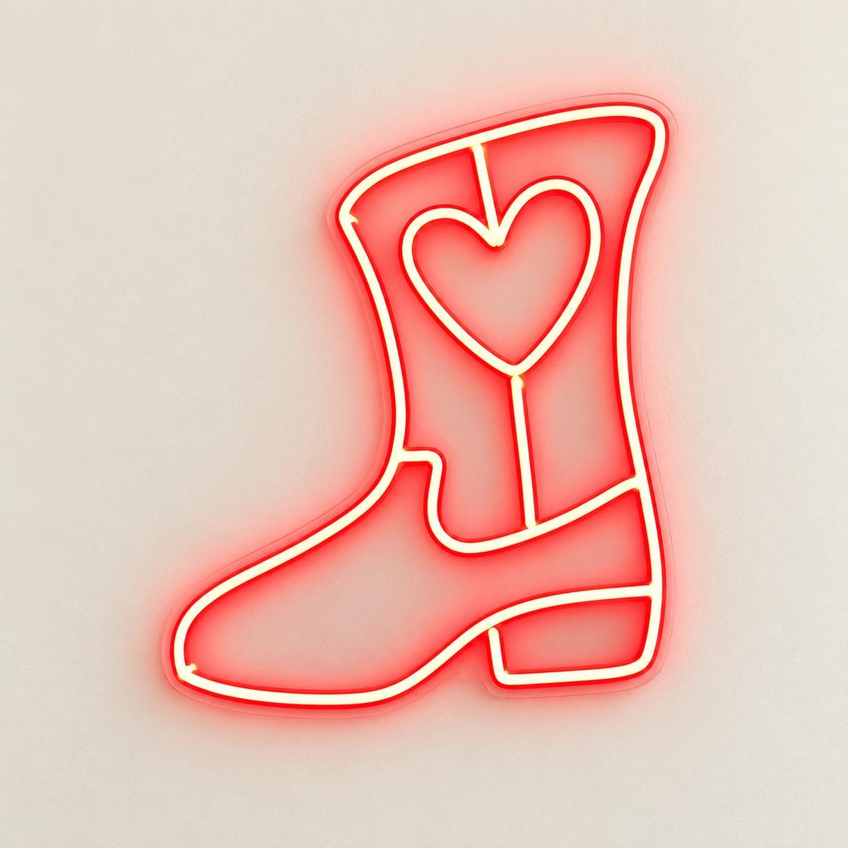 Heart Cowboy Boot LED Neon Sign - natural light view