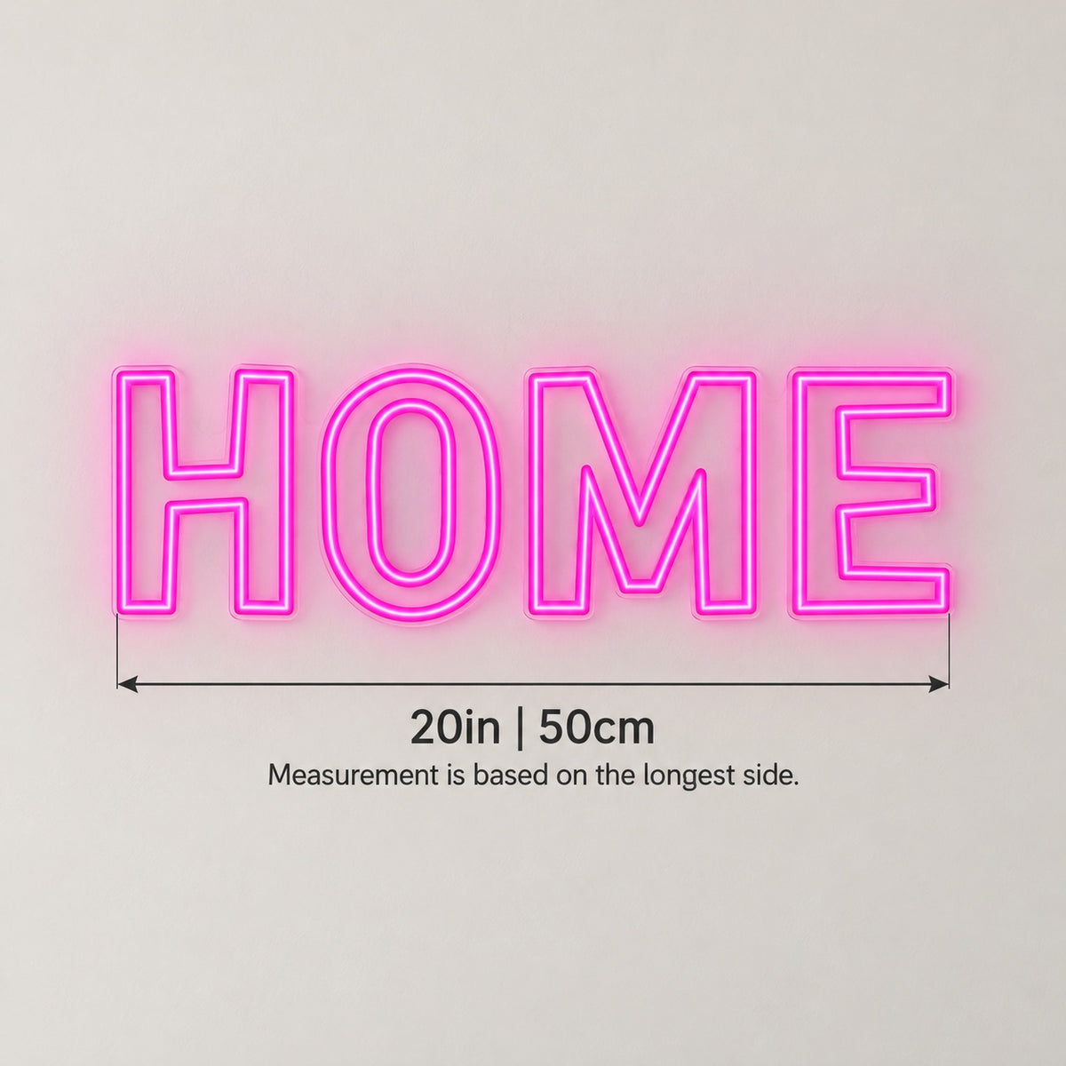 Home LED Neon Sign - size guide